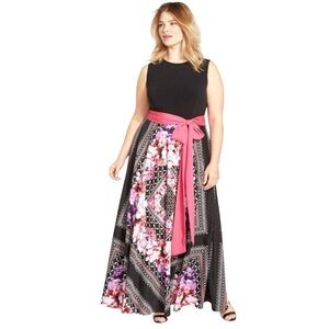ELIZA J Scarf Print Jersey Crêpe de Chine Maxi Dress